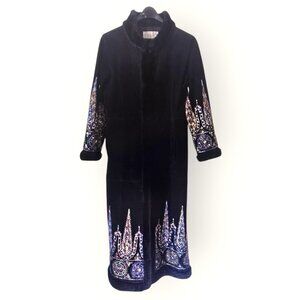 Margaret Godfrey Suede Maxi Coat Embroidered Mod Posh Formal